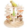 Honicemar Supporto per Uccelli in Legno - Parrot Girevole Playstand, Parco Giochi per Pappagallo con Appeso Masticare Giocattolo Giocattoli da Palestra per Uccelli di Piccole e Medie Dimensioni