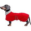 Morezi Giacca Invernale per Cani Fodera in Cashmere, Finiture Riflettenti, Foro per Il Collo e Hook Loop Regolabile, Adatta per Bassotti-Rosso-XL