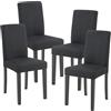 [en.casa] Set di 4 Sedie Imbottite da Sala Pranzo con Gambe in Legno Massiccio Rivestimento in Tessuto per Cucina Salotto Ufficio - Nero