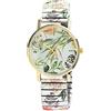 Excellanc Orologio da donna con cinturino in acciaio inox, Ø 36 mm, motivo colorato, stampa analogico, al quarzo, 1700060, bianco verde, Bracciale