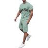 Generic Tuta Estiva da Uomo, 2 Pezzi, da Uomo, in Lino, Leggera, in Lino, con Camicia e Pantaloncini, alla, per Vacanze, Spiaggia, in Due Pezzi, da Uomo Completo Uomo Estivo Corto
