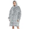 JOJJJOJ Oversize Felpa Con Cappuccio Coperta con Tasca Gigante Doppio Tessuto Comodo Sherpa Pile Caldo Felpa Accappatoio per Donne Uomini Regalo, Stella grigia, taglia unica plus