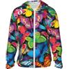 OrcoW Colorful farfalla stampa protezione solare felpa con cappuccio giacca full zip manica lunga Sun Shirt con tasche, Nero , S