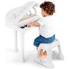 RELAX4LIFE Pianoforte per Bambini con 31 Tasti e Sgabello, Tastiera Pianoforte Elettronico con Microfono Regolabile, Giocattolo Musicale Regalo per Bambini 3+ Anni (Bianco)
