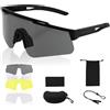 FOCUHUNTER Occhiali Tattici Antiappannamento per Airsoft, con 3 Lenti Intercambiabili, Occhiali Tattici per Tiro (Cornice Nera)