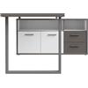 Forte KEFLAVIK Scrivania con 2 cassetti e 2 ante, in legno, bianco/grigio tungsteno uniforme, L x A x P: 124,2 x 74,1 x 181 cm