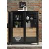 Forte HIGH Rock Vetrina 120 - Vetrina moderna con 2 ante in vetro, vetrina per soggiorno, materiale in legno di quercia, 121,3 cm di larghezza x 152,3 cm di altezza x 40,2 cm di profondità