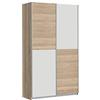 Forte Ohio Armadio multifunzione a 2 ante, in legno derivato, finitura bianco e rovere Sonoma, 120 x 42 x 190,5 cm