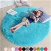 Amdrebio Tappeto rotondo blu per camera da letto, soffice tappeto circolare 1,5 x 1,5 m, per camera dei bambini, tappeto peloso, circolare, shaggy, peloso per dormitorio, decorazione per la stanza del bambino