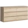 FORTE Chelsea 150 160 - Comò moderno con 6 cassetti, credenza, soggiorno, camera da letto, rovere Sonoma, decorazione in legno, larghezza 154 cm x altezza 79,9 cm x profondità 42,2 cm