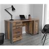 Forte Clif 150 1160 - Scrivania moderna con 4 cassetti e 1 anta, Home Office, materiale in legno, vintage, decorazione in legno, effetto cemento, grigio, 155 cm di larghezza x 73,5 cm di altezza x 60