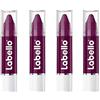 LABELLO Crayon Lipstick Black Cherry Matitone Labbra in Confezione da 4, Balsamo Labbra con Formula Arricchita di Oli Naturali, Idratante Labbra Colore Bordeaux