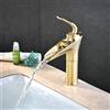 SHUNLI Rubinetti per lavabo in ottone dorato spazzolato, cascata, rubinetto miscelatore per lavello da bagno, leva singola SHUNLI