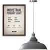 LEDSone Lampada a sospensione retrò E27 32 cm, lampada da soffitto in metallo, stile vintage, cavo regolabile - Faretto bianco per cucina, sala da pranzo, bar, caffetteria, ufficio (Grigio)