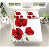 XCQHZYQ Lenzuolo con Angoli Matrimoniale Fiore Rosso Stampa 3D Traspirante Elasticizzati Microfibra Lenzuola Copriletto 160x200 cm per Letto Singolo/Matrimoniale