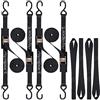 Ayaport Cam Buckle Tie Down Straps 4 x 1000 kg Break Strength Securing Straps with S Hooks for Motorcycle, Kayak, Car, Truck, Boat, Dirt Bike, Pack of 4 (1,8 m x 2,5 cm)