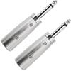 Create idea 2 adattatori da XLR a 3 pin a 6,35 mm, connettori di conversione da presa XLR maschio a spina jack mono maschio da 6,35 mm, colore: argento, per microfono