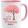 Jungle Mug La Fortuna è Avere una Mamma Come Te | Tazza regalo per la mamma italiana con albero di cuori, amorevole idea regalo per la festa della mamma con fiori di ciliegio, bianco