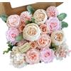 FACINOC Rose Fiori artificiali Peonie di seta rosa sfuso per bouquet di nozze fai da te, decorazioni per addio al nubilato, composizioni floreali finte, centrotavola per tavolo, decorazione per la casa,