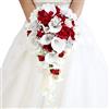 YIFUwedding IFFO - bouquet di fiori artificiali, per matrimoni, con calle, rose, strass e perle Red