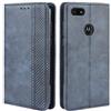 HualuBro Cover per Motorola Moto E6 Play, Flip Cover a Libro in Retro PU Pelle Magnetica Antiurto Case Portafoglio Custodia per Motorola Moto E6 Play Cover (Blu)