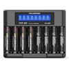 Delyeepow 8 Pezzi Batterie AA Litio Ricaricabili con Caricabatterie, 3400mWh 1.5V Pile AA Litio Ricaricabili, LCD Display 8 Slot, 2ore Carica Rapida USB