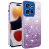 SEAHAI Cover per Motorola Moto G75 5G, Colore Gradiente Brillantini Fiore Motivo Design Ultra Sottile Morbido Silicone TPU Bumper Antiurto Custodia Donna Case Cover - Viola