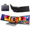 Cevaton Monitor portatile, 14 pollici FHD 1080P IPS Estensore dello schermo del computer portatile adatto per laptop da 13-17 pollici, supporto integrato, plug and play, estensore per monitor