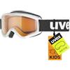 Uvex speedy pro - maschera da sci per bambini - categoria di filtro 2 - privo di appannamenti - white sl/lasergold - one size