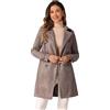 Allegra K, Trench da donna a doppiopetto, in ecopelle scamosciata, con risvolto dentellato e cintura, Nero, 48