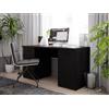 Forte NET106 - Scrivania 150, scrivania nera con 1 anta e 4 cassetti, moderna casa, ufficio, camera dei ragazzi, tavolo da computer, in legno, nero, 150 cm di larghezza x 76 cm di altezza x 60 cm di