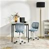 FurnitureR Sedia da scrivania blu, design contemporaneo, in plastica resistente con seduta imbottita, versatile, per casa e ufficio, salvaspazio, con ruote mobili, regalo per bambini, seduta elegante