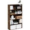 Furinno PASIR libreria, a 5 ripiani libreria, libreria con ripiano aperto, 23.9 x 80.0 x 133.9 cm, per soggiorno, camera da letto, ufficio domestico, Pino ambra