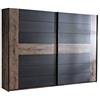Forte Armadio BELLEVUE 270, Guardaroba, Ante Scorrevoli Grande Camera da Letto 2 Ante, Decoro Legno Scuro: Rovere Nero/Rovere Fango, 270x210x61 cm