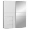 Forte Armadio in legno bianco con specchio, 170,3 x 200,5 x 61,2