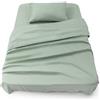 Blumtal Set lenzuola letto singolo 3pz - completo letto singolo certificato OEKO-TEX - lenzuolo con angoli 90x190x30cm + lenzuola singolo 160x275cm + federa cuscino 50x80cm in microfibra - in verde