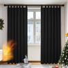 Deconovo - Set di 2 tende oscuranti, termiche, anti freddo, tende da soggiorno moderno, tenda per finestra della cucina, con passanti, per Halloween, 140 x 210, colore: nero.