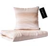 bugatti Biancheria da letto 155 x 220 cm, 100% cotone, chiusura lampo, morbida e lavabile, biancheria da letto in raso makò a righe beige