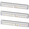 Jinlaili Confezione da 2 luci wireless sotto l'armadio, 10 LED con sensore di movimento per armadio, luci sotto armadio con striscia magnetica, barra LED (3PCS-Bianco caldo)