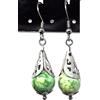 ThurColas Orecchini donna in acciaio inox con perle multicolore in pietre naturali e cono filigranato - design elegante (Verde e giallo)