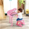 RELAX4LIFE Pianoforte per Bambini con 31 Tasti e Sgabello, Tastiera Pianoforte Elettronico con Microfono Regolabile, Giocattolo Musicale Regalo per Bambini 3+ Anni (Rosa)
