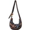 Mabecol Borsa Tracolla Donna Grande Boho - Borsa a Spalla Stile Bohemien, Shopper Etnica con Motivi Geometrici, Leggera e Capiente per Viaggio, Spiaggia e Uso Quotidiano (Nero)