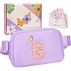ONETOALL Marsupio Donna e Bambina, Borsa a Tracolla Piccola con Lettere Personalizzabili & 3 Colori a Scelta - Regalo per Compleanni e Feste, Beige G