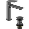 Bristan FRM ES BAS GM Frammento Eco Start Miscelatore Lavabo con Piletta Clicker, Grigio Canna di Fucile