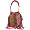 La Carrie La borsa secchiello multi fucsia, Lecacy Bucket, materiali combinati tessuto e ecopelle, tracolla lunga in catena rimovibile con spallino, lap 23 x 29 x 18cm Rosso Taglia Unica