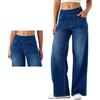 Generic Grevela - Jeans elasticizzati da donna, a gamba larga, a vita alta, elasticizzati, alla moda, Blu scuro, XL