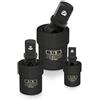 Neiko 02486A Black Complete Impact Universal Joint Socket Swivel Set, 3 Piece, Cr-Mo | ¼, 3/8, ½-Inch Drive