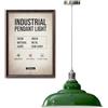 LEDSone Lampada a sospensione retrò E27 32 cm, lampada da soffitto in metallo, stile vintage, cavo regolabile - Faretto bianco per cucina, sala da pranzo, bar, caffetteria, ufficio (Verde)