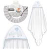 Interbaby - Mantello da bagno per bambini + cappello regolabile | Asciugamano con cappuccio 100% cotone, unisex, morbido, asciugatura rapida, ideale per neonati, neonati e bambini piccoli, design a