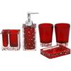 LUANT Generic - Set di 5 accessori da bagno in resina con portasapone, dispenser, portaspazzolino e bicchiere, colore: rosso